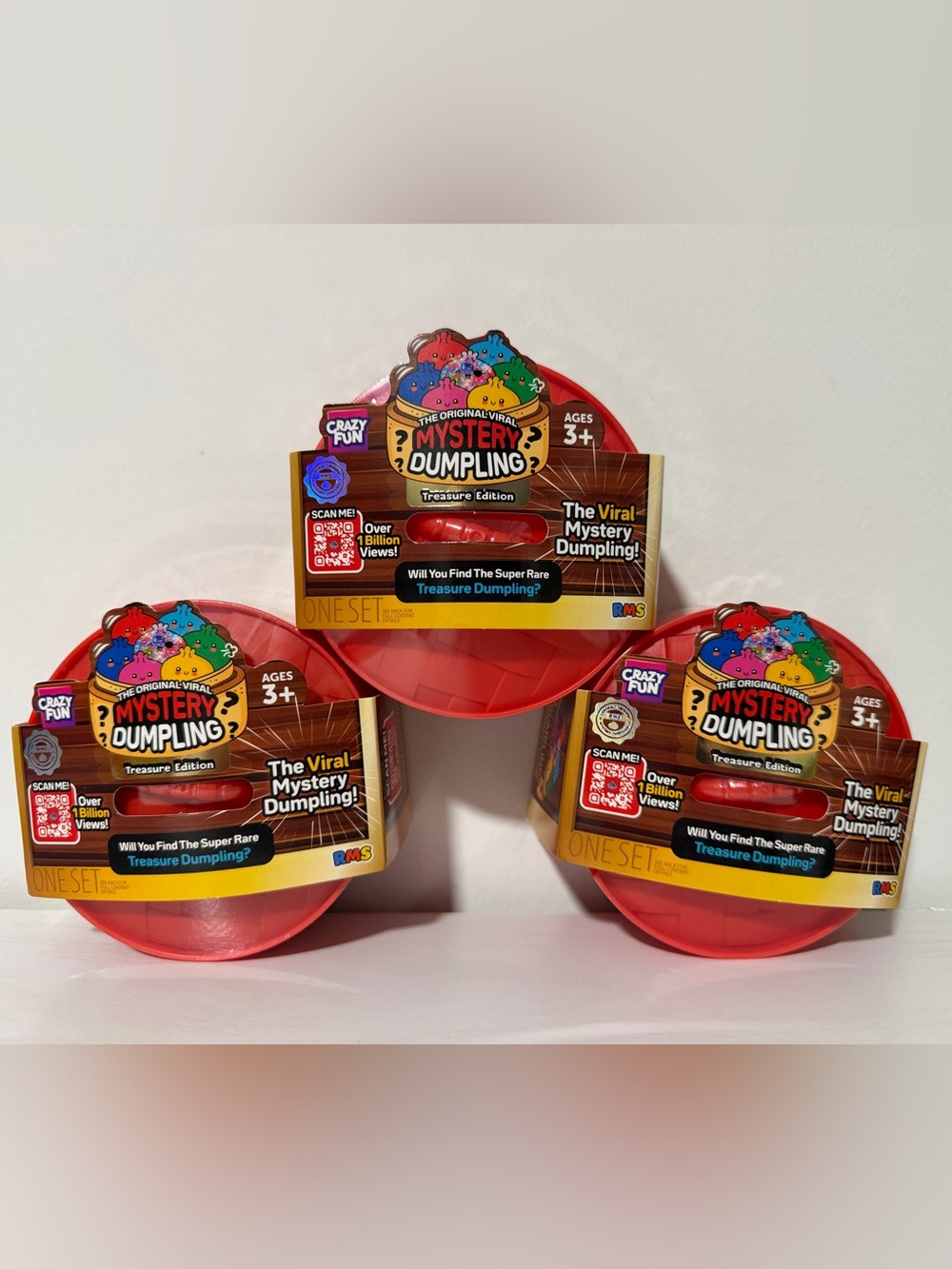 RMS 3 pack Mystery Dumpling Treasure Edition Red Surprise Toy squishy